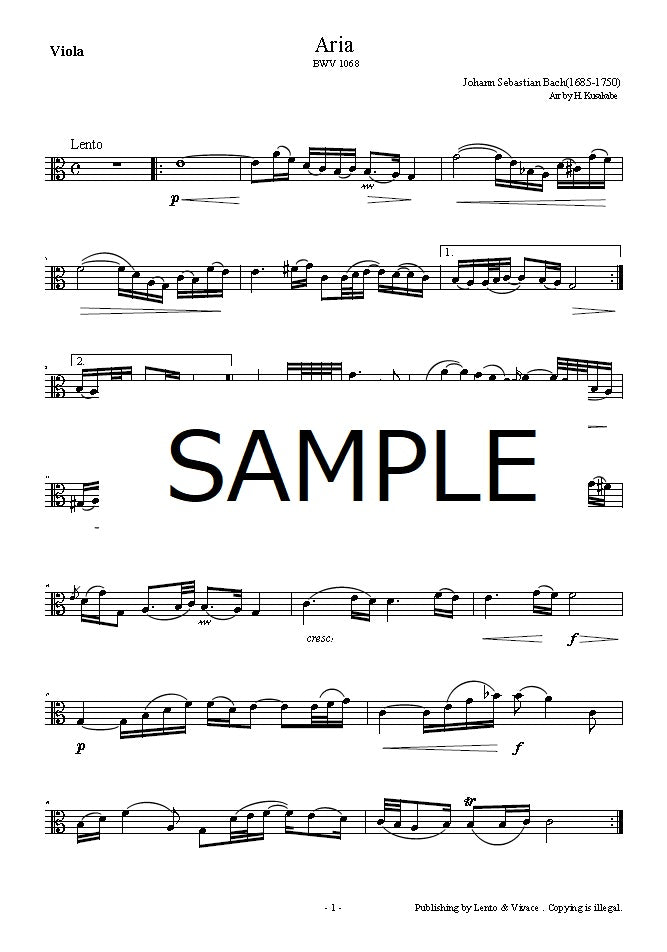 Aria BWV 1068 - J. S. BACH - Saxophone Alto Solo
