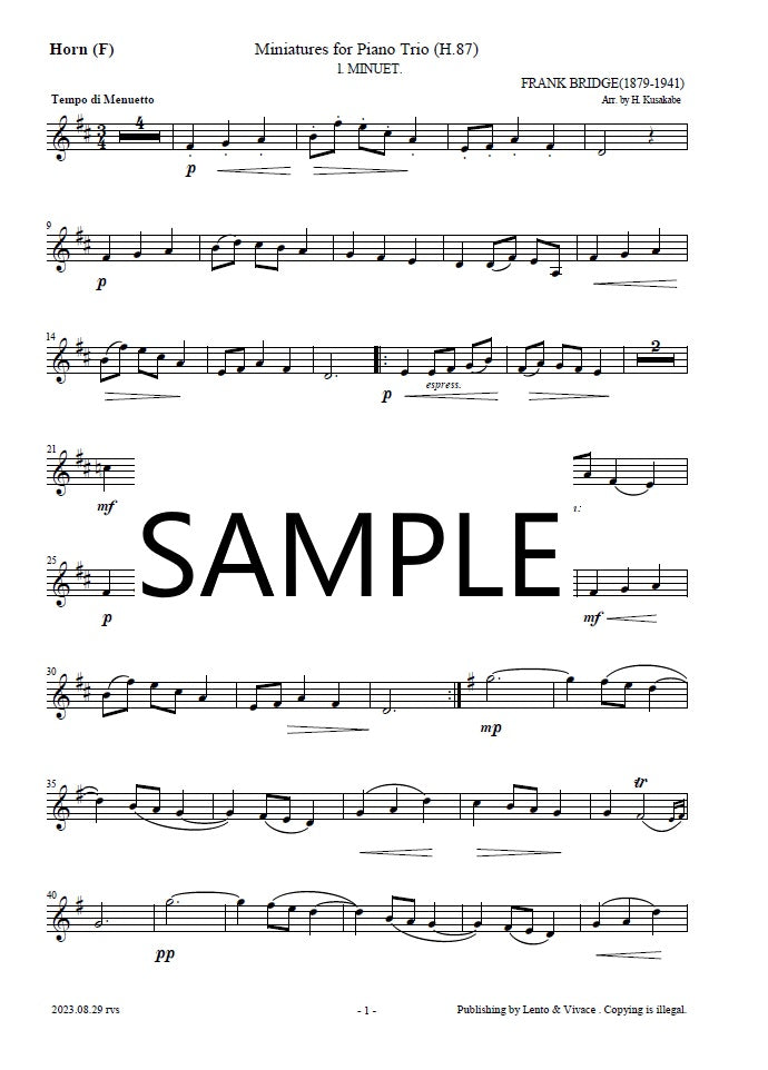 Bridge "Pièce pour trio pour piano (SET1) 1. Menuet"