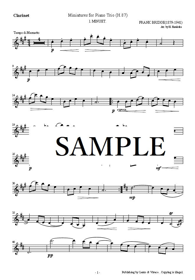 Bridge "Pièce pour trio pour piano (SET1) 1. Menuet"
