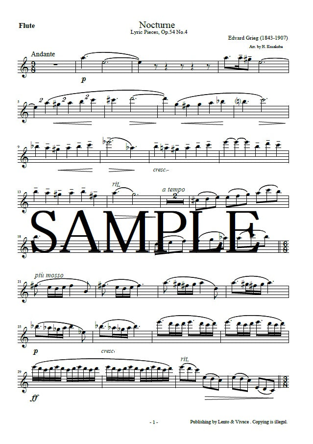 Grieg Six lyrical pieces "Nocturne" Op.54 - 4
