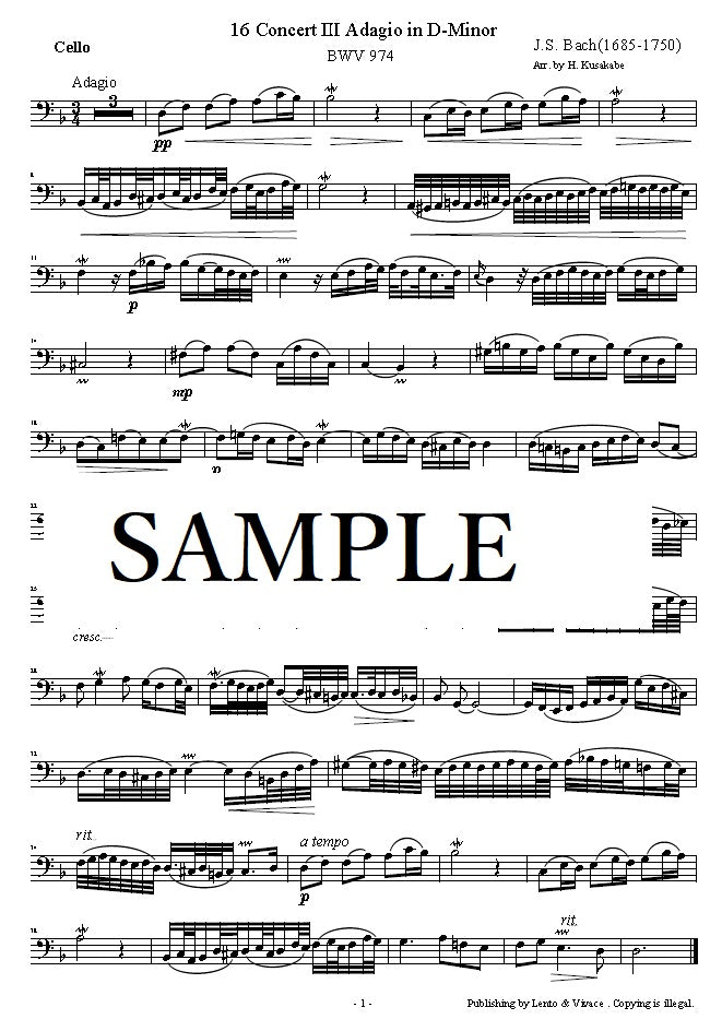 Bach „Konzert in d-Moll Adagio (nach Marcellos Oboenkonzert) BWV 974 II"