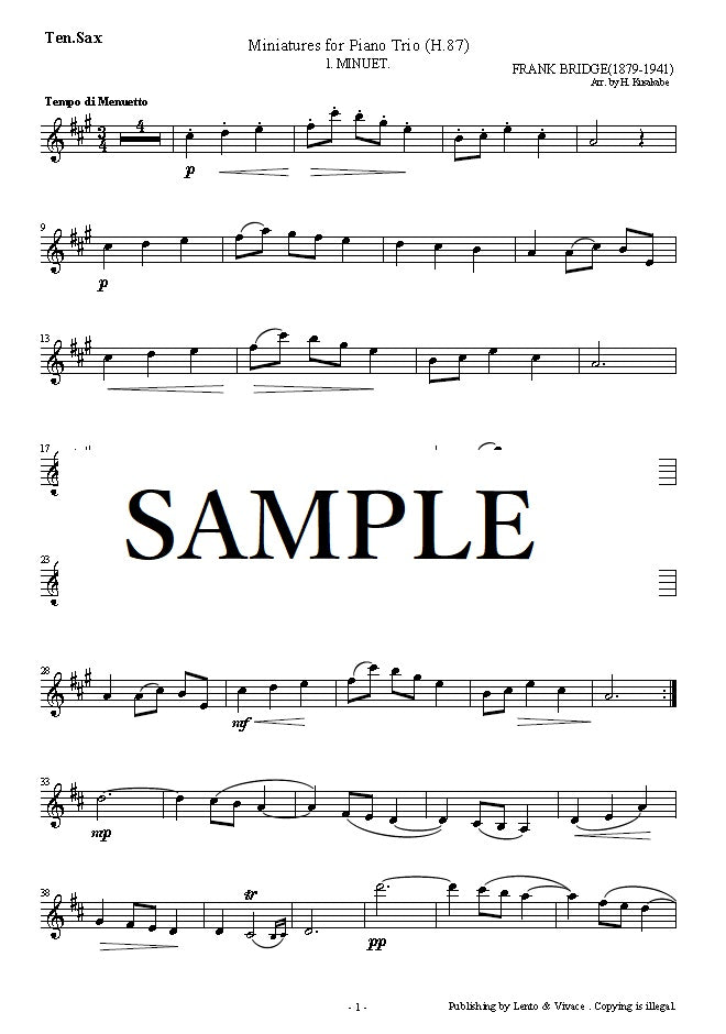 Bridge "Piano Trio Piece (SET1) 1. Minuet" レント&ヴィヴァーチェ
