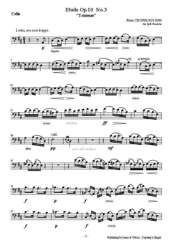 Chopin Abschiedslied Etüde op. 10-3 „Tristesse"