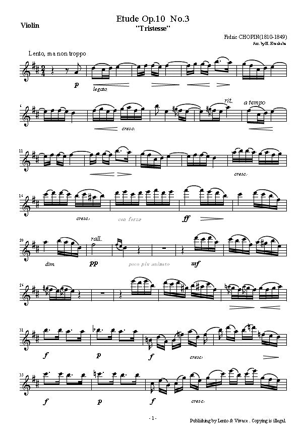 Chopin Abschiedslied Etüde op. 10-3 „Tristesse"