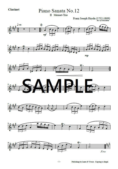 Haydn "Sonate pour piano n° 12 2 mouvements menuet"