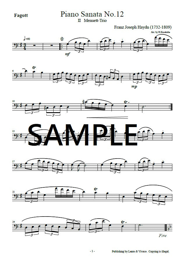 Haydn "Sonate pour piano n° 12 2 mouvements menuet"