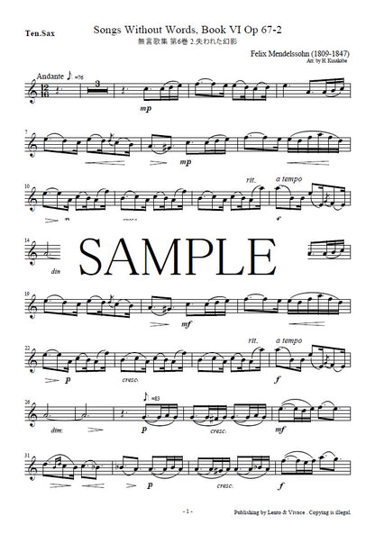 Mendelssohn "Songs Without Words Vol. 6 No. 2 Lost Illusion" Op.67-2