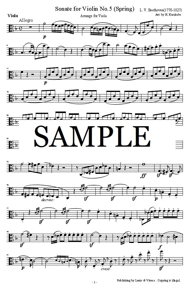 Beethoven "1er mouvement de la Sonate pour violon n°5  (printemps)"version longue