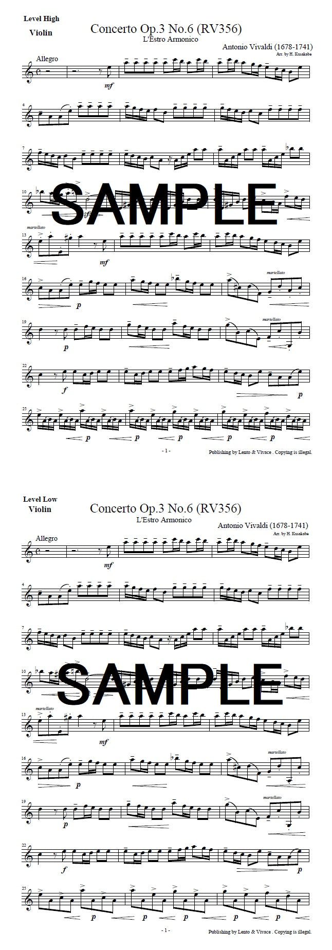 Antonio Vivaldi "Concerto en La Mineur Harmonieux Inspiration Op.3 No. 6"